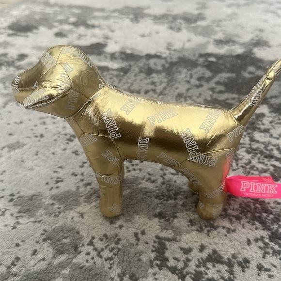 Pink Victoria secret gold metallic logo dog - Picture 2 of 4